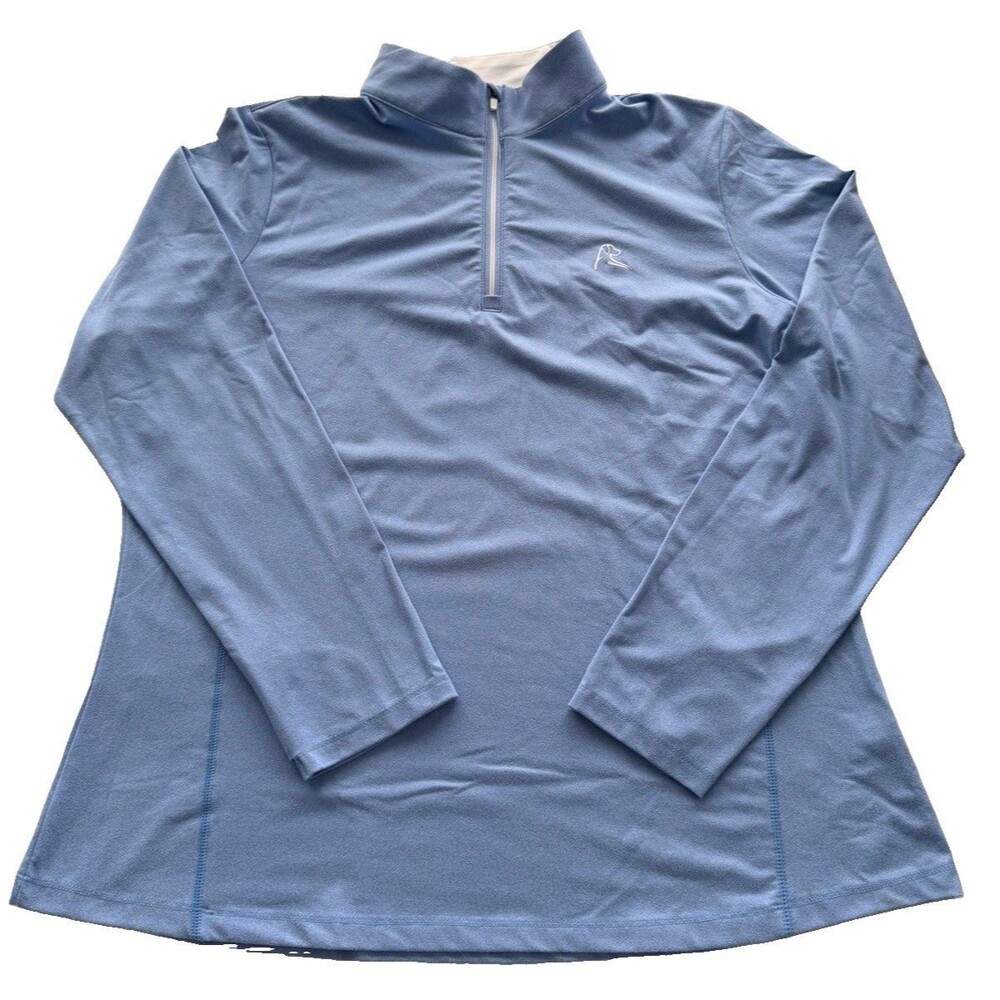 Rhoback Women's XL Heather Blue Performance 1/4 Q-Zip Long Sleeve Thumb Holes